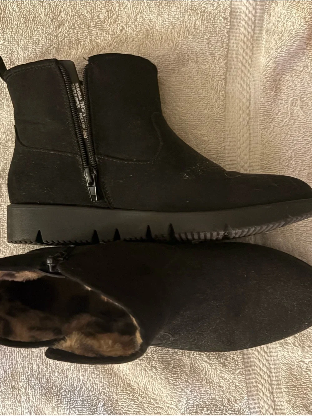 Black Women's Faux-Suede Ankle Boots with Side Zip